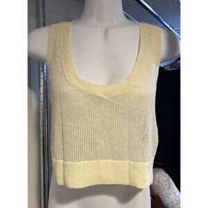 Rogan Ivory Knit Crop Top Size Medium Mesh See Thru Sheer y2k babydoll